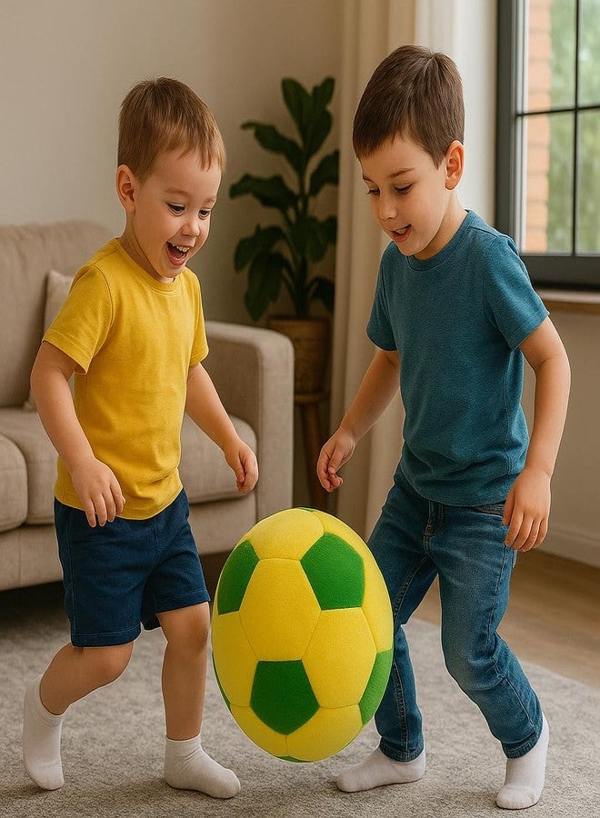 DTR Creation Yellow & Green Soft Ball for Babies | Plush Fabric Baby Toy | Lightweight & Safe Indoor Play Toy | Soft Ball for Kids & Toddlers | Ideal for Gifting & Playtime - Image 2